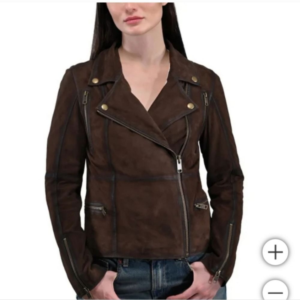 Frye Brown Biker Jacket- Real Goat Leather
